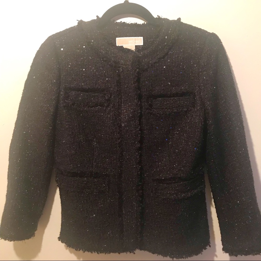 MICHAEL Michael Kors tweed black sparkly jacket blazer